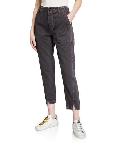 Amo Denim Twisted-seam Army Pants In Washed Black