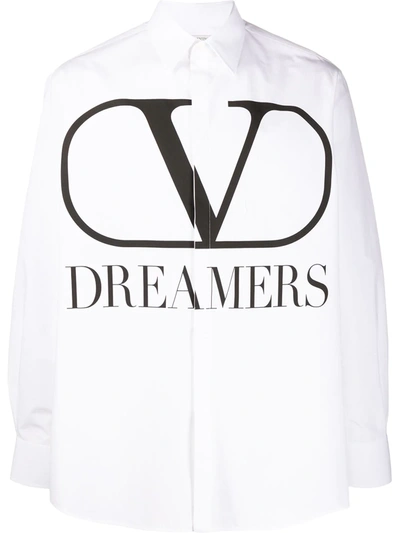 Valentino “v Logo Dreamers”棉府绸衬衫 In White