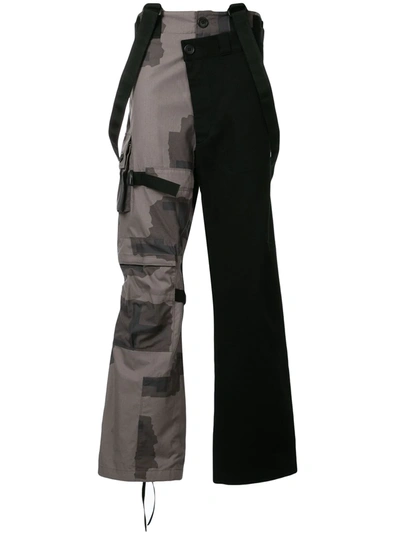 Miharayasuhiro Camouflage Panel Trousers In Grey