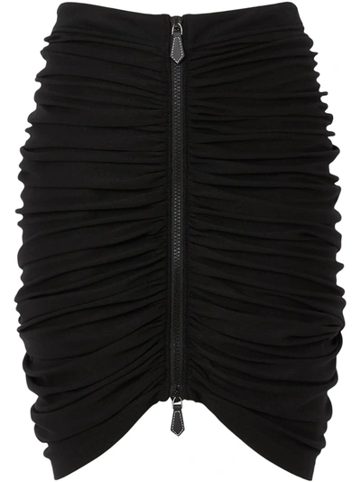 Burberry Ruched Jersey Mini Skirt In Black