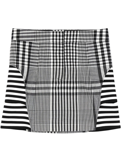 Burberry Abstract Gingham Wool Blend Mini Skirt In Grey