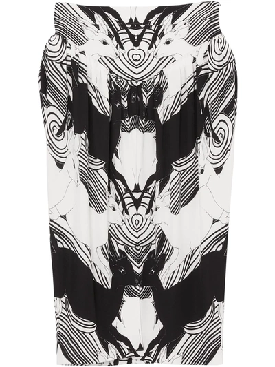 Burberry Abstract Deer Print Skirt In White