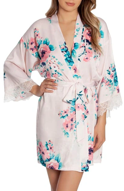 In Bloom By Jonquil Vision Floral Satin Wrap In Peach Floral