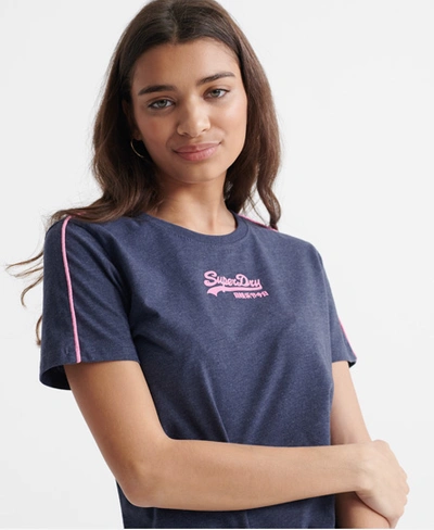 Superdry Vintage Logo Micro Piping T-shirt In Navy