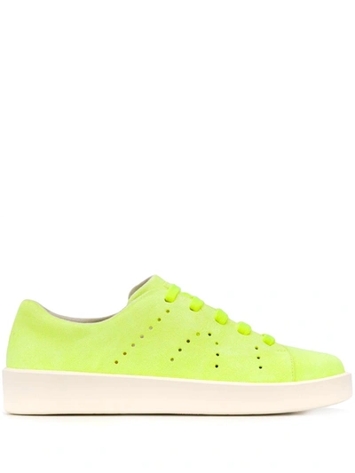 Camper Lime Leather Sneakers In Neon Yellow