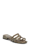 Vince Camuto Grenda Toe-post Block-heel Slides Women's Shoes In Natural Snake Print Leather