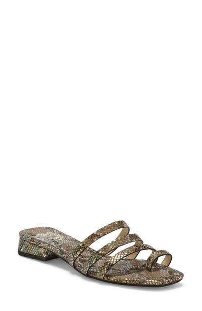 Vince Camuto Grenda Toe-post Block-heel Slides Women's Shoes In Natural Snake Print Leather