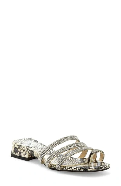 Vince Camuto Grenda Toe-post Block-heel Slides Women's Shoes In Snake Print Leather