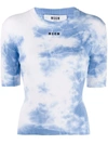 Msgm Tie-dye Print T-shirt In White