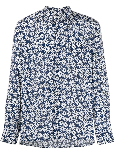 Sandro Floral Print Shirt In Blue