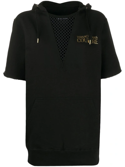 Versace Jeans Couture Mesh Panel Hoodie In Black