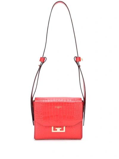 Givenchy Small Crocodile-effect Eden Shoulder Bag In Red