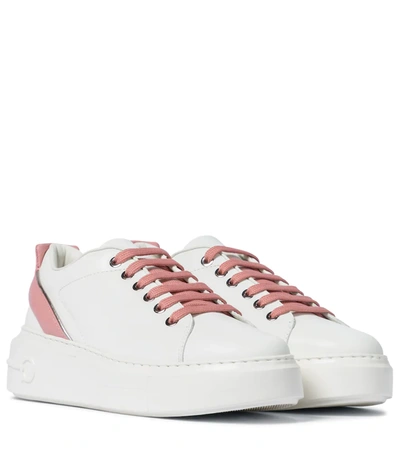 Ferragamo Gancini Lace-up Sneakers In White