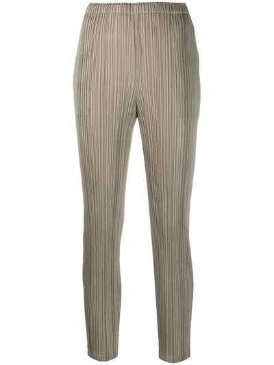 Issey Miyake Pleated Slim Trousers In Gold