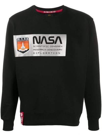 Alpha Industries Nasa Print Sweatshirt In Black