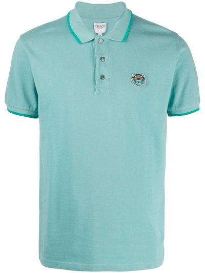 Kenzo Tiger Embroidered Polo Shirt In Green