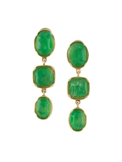 Goossens Three Cabochons Clip Earrings In Gold