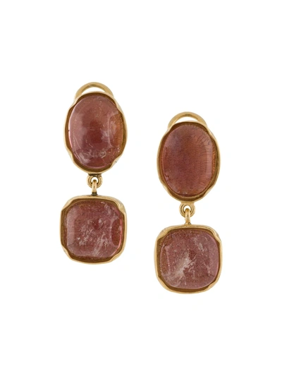 Goossens Two Cabochons Clip Earrings In Pink