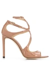 Jimmy Choo Ballet Pink Patent Leather Lang Sandal In Neutrals