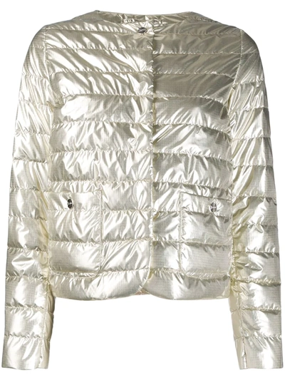 Herno Shiny Effect Puffer Jacket In Gold