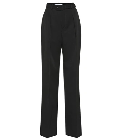 Givenchy High-waist Straight-leg Wool Trousers W/ Self-belt In Black