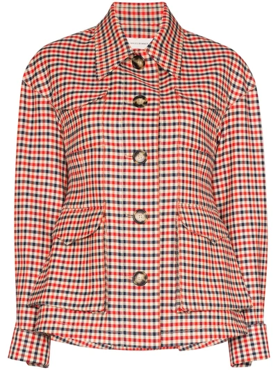 Wales Bonner Military Four Pocket Check Jacket In Red
