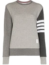 Thom Browne 4-bar Motif Print Sweatshirt In Grey