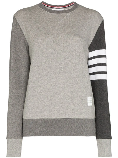 Thom Browne 4-bar Motif Print Sweatshirt In Grey