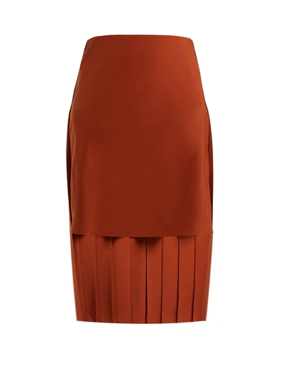 Chloé Asymmetric Pleated Silk-crepe Mini Skirt In Brown