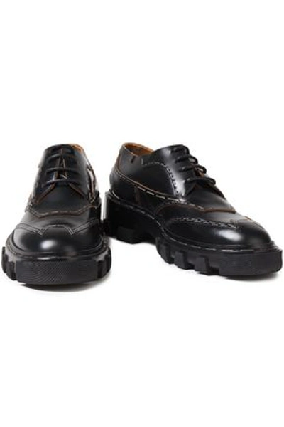 Balenciaga Glossed-leather Brogues In Black