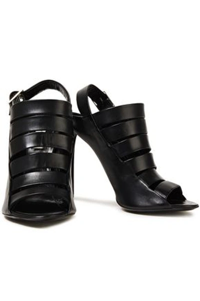 Balenciaga Cutout Leather Sandals In Black