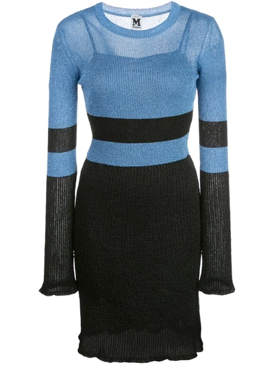 M Missoni Glittered Ribbed-knit Mini Dress In Blue
