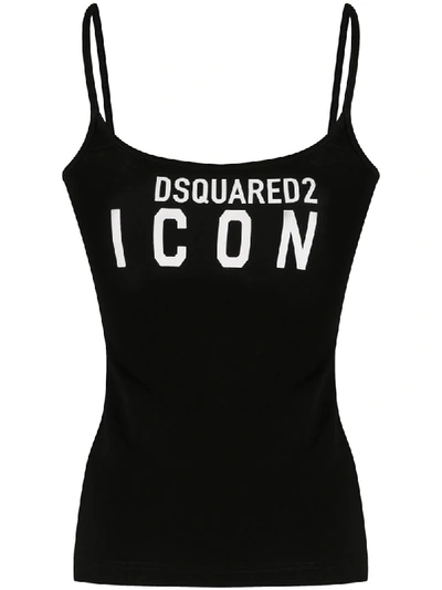 Dsquared2 Icon Printed Cotton Jersey Tank Top In Black