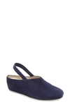 Amalfi By Rangoni Valter Slingback Wedge Clog In New Navy Cashmere Suede