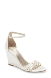 Adrianna Papell Athena Wedge Sandal In Ivory Fabric