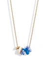 Akola Dainty Glass & Bone Necklace In Blue Multi