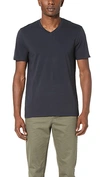 Vince Short Sleeve Pima V Neck Tee In Coastal