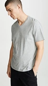 Vince Short Sleeve Pima V Neck Tee In Heather Steel