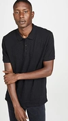 Vince Short Sleeve Classic Slub Polo Shirt In Black