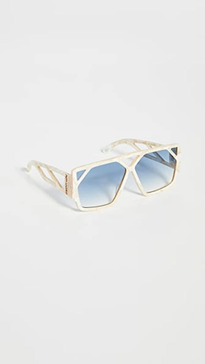 Poppy Lissiman Hotlick Sunglasses In Cream Marble/blue Gradient
