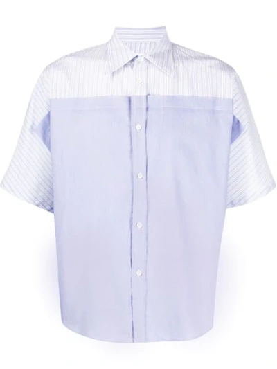 Maison Margiela Fancy Striped Cropped Cotton Shirt In Blue