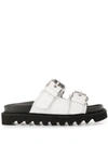 Moschino Logo Plaque Buckled Sandals In Black