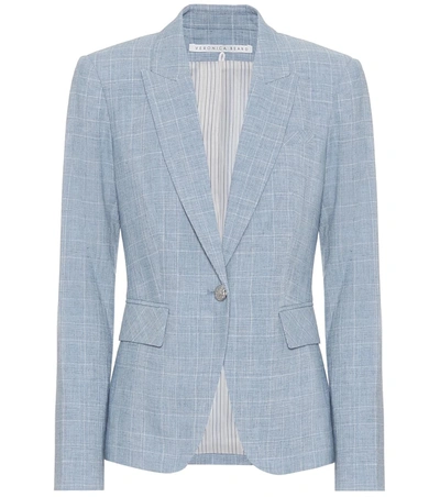 Veronica Beard Cutaway Dickey Cotton And Linen Blazer In Blue