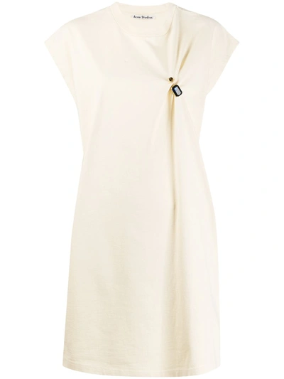 Acne Studios Jewelled Brooch Jersey Top In Neutrals