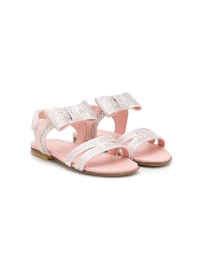 Montelpare Tradition Teen Rhinestone-embellished Flat Sandals In Pink