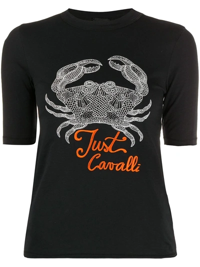 Just Cavalli Crab Print T-shirt In Black