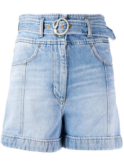 Just Cavalli High-rise Denim Shorts In Blue