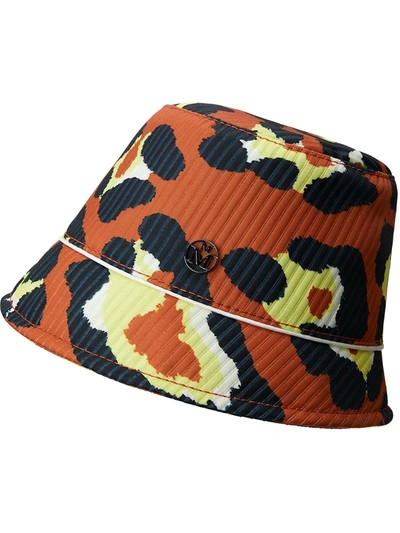 Maison Michel Souna Leopard-print Bob Hat In Orange