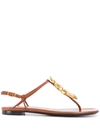 Valentino Garavani Snake Thong-strap Sandals In Brown