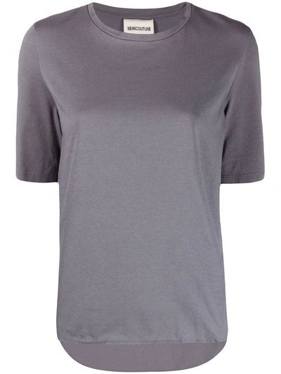 Semicouture Mirrored Logo Crew-neck T-shirt In Grey